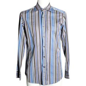 ETRO Milano SZ S 100% Cotton Striped LS Men's Button Up Dress Shirt